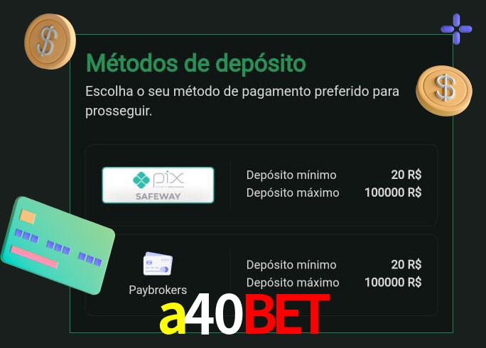 O cassino a40bet oferece uma grande variedade de métodos de pagamento